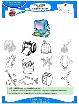 Çocuklar İçin B Sesi Çalışma Sayfaları 
